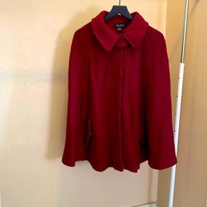 EUC Vintage August Silk short burgundy wool cape
